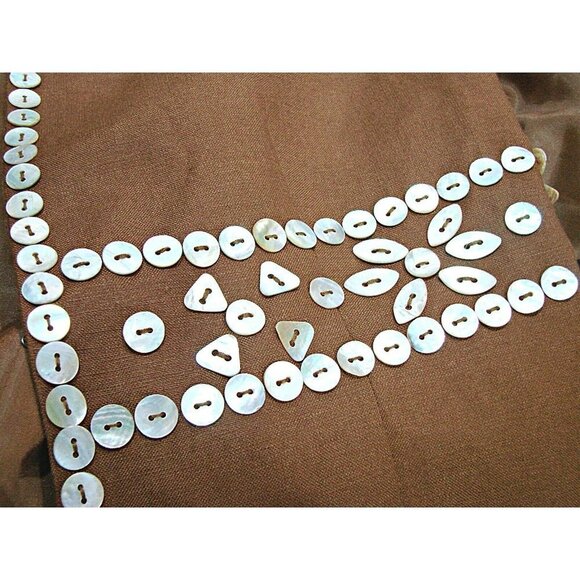 Coldwater Creek Linen Dress Suit and Jacket Brown Womens Sz 6 MOP Embellishments - Picture 9 of 15